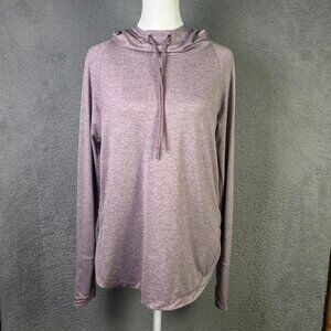 Athleta Uptempo Hoodie Sweatshirt Womens S Heather Purple Long Sleeve Athletic